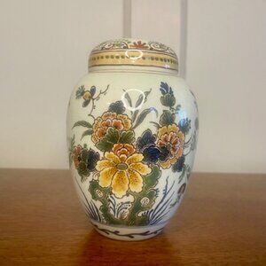 Vintage Dutch Polychrome Royal Delft Hand Painted Tea Caddy with Lid